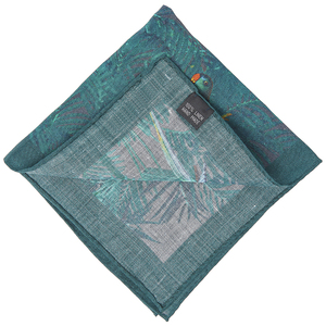 Pañuelo de tul palestino con patrón de pájaros en Bambú, pañuelo de bolsillo de lino puro con dobladillo enrollado a mano emitido - Product Image 6