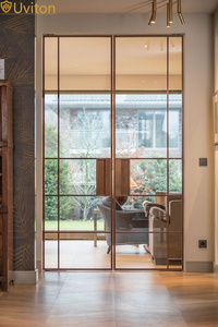 Telaio in ottone di lusso porte di casa casa <span class=keywords><strong>esterno</strong></span> interno porta oro Design doppio porta studio porta <span class=keywords><strong>con</strong></span> <span class=keywords><strong>vetro</strong></span> - Product Image 3