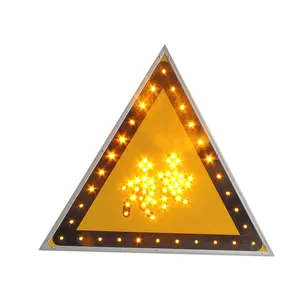 Best selling 24 hours continuous work OEM reflective aluminium traffic solar road warning led traffic sign