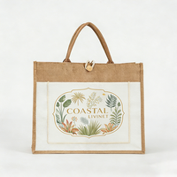 Sac fourre-tout pliable personnalisé en toile de jute naturelle avec motifs floraux pour les fêtes de filles, les cadeaux promotionnels d'entreprise
