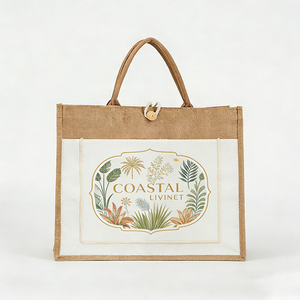 Custom Foldable Natural Burlap Canvas Jute Tote <strong>Bag</strong> with Floral Patterns for <strong>Girls</strong> <strong>Party</strong> Corporate Promotional Gift <strong>Bags</strong> - Product Image 3