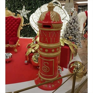 Grande boîte aux lettres de Noël en fibre de verre, décorations extérieures, fournitures pour centres commerciaux, repère peint, thème Père Noël - Product Image 3