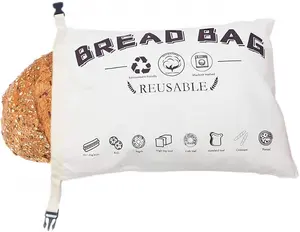 사용자 정의 인쇄 로고 재사용 내구성 강한 프랑스 빵 가방 폴리 에스테르 코튼 가방 내부 안감