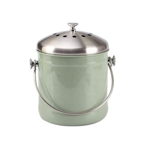 100% Rust Proof <b>Kitchen</b> Countertop <b>Compost</b> <b>Bin</b> Metal Food Waste <b>Compost</b> Pail with Charcoal Filter - Product Image 2