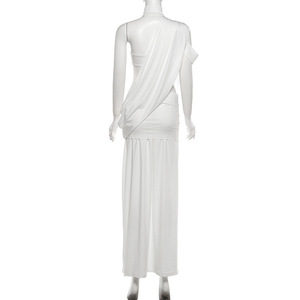 Vestido Largo Maxi Casual <span class=keywords><strong>Blanco</strong></span> con Cuello Halter y Aberturas para Mujer, Novedad 2026, Elegante Vestido de Verano para Damas - Product Image 6