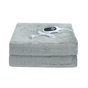 Ekstra yumuşak gri elektrikli battaniye 220 volt karbon fiber elektrikli isıtıcı battaniye battaniye üzerinde ısıtmalı