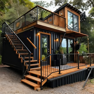 Op maat ontworpen luxe prefab resort villa hotel stalen frame container houten huis 2 slaapkamer vakantiehuis badkamer keuken - Product Image 2