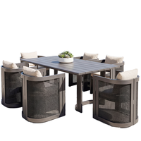Ensemble de table et de chaises de salle à manger d'extérieur en alliage d'aluminium moderne, imperméable, écologique, portable, durable, résistant aux UV, résistant aux intempéries
