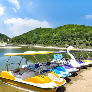 Become a supplier Wholesale Pedal Boats New Fiberglass Water Boat 4 Person Flat Bottom Leisure Boat