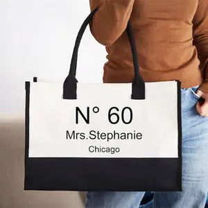 LOGO personnalisé IMAGE imprimable expédition grand sac de plage en toile avec initiales personnalisées sac fourre-tout monogramme cadeau pour femmes