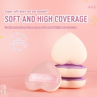 Grande bouffée de poudre pelucheuse Fabricants Logo personnalisé Bouffée de poudre Houppette en forme de coeur pour maquillage violet