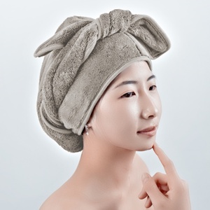 Serviette de séchage rapide pour cheveux en microfibre douce, avec nœud, absorbante, réutilisable, lavable en machine, pour les soins capillaires à domicile - Product Image 1