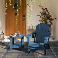 Ensemble chaise Adirondack et table d'appoint d'extérieur - Ensemble repas en bois massif imperméable pour cour et patio