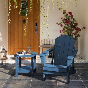 <span class=keywords><strong>Conjunto</strong></span> de Silla Adirondack <span class=keywords><strong>y</strong></span> <span class=keywords><strong>Mesa</strong></span> Auxiliar para Exteriores - Combinación de Comedor de Madera Sólida Resistente al Agua para Patio <span class=keywords><strong>y</strong></span> Terraza - Product Image 5