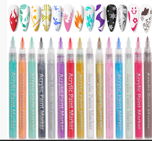 12 Colors Plastic Nail Art <b>Pen</b> Set 0.5mm Precision Tip Gel Nail Drawing Painting Marker Tools - Product Image 1