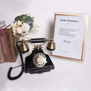 Teléfono con Cable de Estilo Antiguo Retro de Latón con Dial Giratorio, Precio de Fábrica, para Bodas, Eventos, Estilo Libro de Visitas - Product Image 1