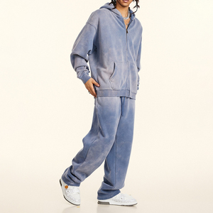 Popolare felpa Casual da uomo con cappuccio con cerniera e cappuccio con macchie verdi vecchie felpe antirughe primavera autunno con cappuccio lavato con acido - Product Image 2