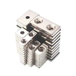 China Factory Manufacturer N35 N45 N52 N54 Strong Sintered Neodymium Block Magnet With Countersunk Hole Magnet