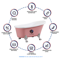 Baignoire ovale moderne de luxe autoportante en acrylique rose avec pieds en forme de griffes, pour bain à remous, idéale pour appartement, chambre, hôtel, villa, écologique