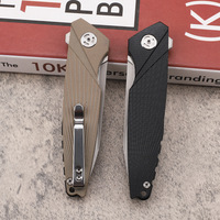 Couteau pliant haute dureté 14C28N, manche en Micarta lin, roulement à billes, couteau portable pour le camping, la pêche, l'EDC, couteau de poche