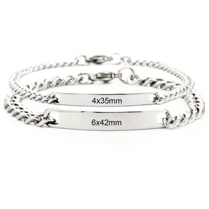 Pulseira de aço inoxidável, novo logotipo personalizado da moda, pingente em branco em aço inoxidável gravado, pulseira para casal, 2022