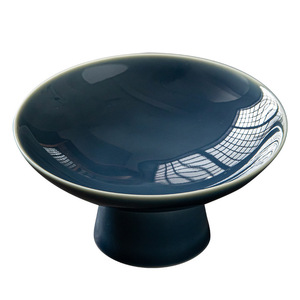 Assiette à fruits en céramique sur pied, ronde, en porcelaine, style rétro luxueux, pour le thé, les collations, les offrandes de mariage - Product Image 3