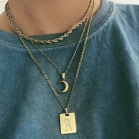 Gemnel perhiasan baja tahan karat produsen Harga terbaik perhiasan Sepuh emas kalung bulan sabit