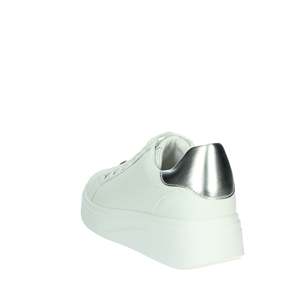 Sneakers Donna Valleverde Bianche Argento in Pelle Traforata Stile Platform - Product Image 2