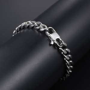 Flat <b>Chain</b> <b>Titanium</b> Steel Men's Bracelet 21CM Hip Hop Jewelry Accessory CE395 - Product Image 4