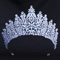 Tiara de Boda Barroca Europea-Americana al por Mayor, Corona Nupcial de Aleación con Cristales y Diamantes Incrustados