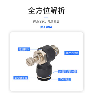 วาล์วควบคุมการไหลของแก๊สแบบทองเหลือง Liyang Pneumatic Throttle Valve รุ่น SL6-01/8-02/10-03 ขนาด 1/4 นิ้ว - Product Image 1