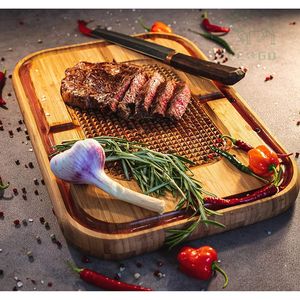 Planche à découper moderne en bambou avec rainure à jus et surface de coupe antidérapante Bonne planche à découper Bloc à découper solide pour la cuisine - Product Image 6