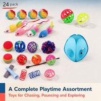 Lot de 24 jouets pour chat, assortiment coloré, pliables, interactifs, pour chatons, pour la poursuite et le saut