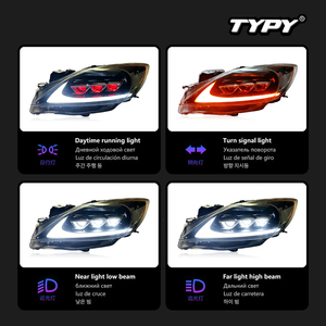 TYPY for 2011-2015 Mazda 3 <b>Star</b> Chariot headlamp assemblies: retrofit laser lenses, <b>LED</b> daytime running <b>lights</b> and indicators - Product Image 3