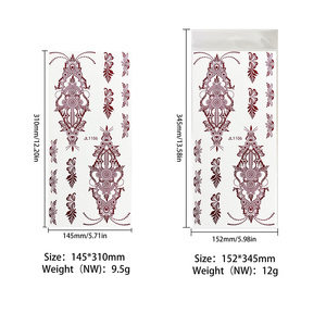 Adesivi per Tatuaggi Temporanei all'Henné per Donne e Ragazze, Motivi Floreali <span class=keywords><strong>Vintage</strong></span> in Pizzo Rosso e Bianco, Adesivi per Body Art Impermeabili, Finti Tatuaggi Mehndi - Product Image 2