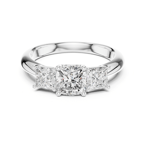 Anillo de Compromiso de Plata de Ley 925 con Tres Piedras de Diamante Cultivado en Laboratorio, Halo Clásico de Lujo para Mujer, Certificado IGI, Brahma Diamonds - Product Image 4