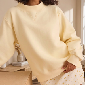 <span class=keywords><strong>Felpa</strong></span> Personalizzata da <span class=keywords><strong>Donna</strong></span> Ecologica Giallo Chiaro con Collo Alto Vestibilità Comoda in Pile Pesante Poliestere/Cotone - Product Image 1