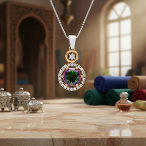 Otomano auténtico turco hecho a mano forma redonda místico Topacio CZ piedra plata colgante venta al por mayor Grandbazaar joyería - Product Image 3