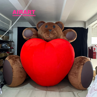Ballon gonflable géant en forme de cœur d'ours en peluche de 3 m pour vitrine de magasin ou fête, ours en peluche gonflable avec décor de cœur