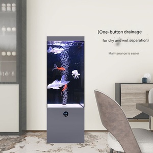 Wholesale New Design Large Curved Living Room Goldfish Aquarium Glass Against the Wall Floor Ecological Aquariums <strong>Fish</strong> <strong>Tank</strong> - Product Image 4