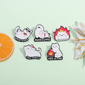 Pin de Esmalte con Diseño de Gato Blanco y Gordito, Divertido Broche de Metal para Solapa, Ideal para Regalo, Venta al por Mayor - Product Image 2