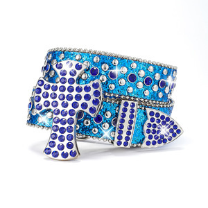 Nuevo diseñador brillante Bling lentejuelas tachonado Rhinestone diamante Jeans cinturón Punk Western <span class=keywords><strong>Cowboy</strong></span> Cowgirl cinturón <span class=keywords><strong>con</strong></span> gran hebilla cruzada - Product Image 3