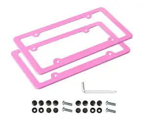 Cadre de plaque d'immatriculation de voiture rose vierge en plastique personnalisé en gros couverture de plaque de voiture pour la taille américaine standard