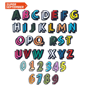 Prezzo all'ingrosso piccolo 0-9 dieci cifre A-Z 26 alfabeto inglese parola ferro su lettere ricamate toppe per magliette cappelli - Product Image 1