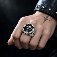 Bague Chevalier en Acier Inoxydable 316L Anti-ternissement, Motif Crâne et Chaîne de Moto, Style Gothique Punk, Bijoux pour Homme, Moulage 3D Personnalisé