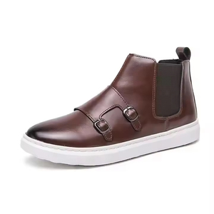 Botas <span class=keywords><strong>Chelsea</strong></span> de Tobillo para Hombre, de Cuero Genuino, Forradas de Piel, con Suela Plana, Banda Elástica, Diseño Cónico y Hebilla, para Invierno y Eventos Formales - Product Image 5