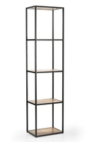 Estantería moderna de hierro/madera, estantería delgada abierta negra para PC/tubo metálico natural/colección de muebles de madera de mango Aara a precio mayorista