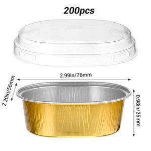 Baking Mold Take Away Food Package Gold Color Smooth Wall Disposable Aluminum <b>Foil</b> <b>Containers</b> with Lids - Product Image 2