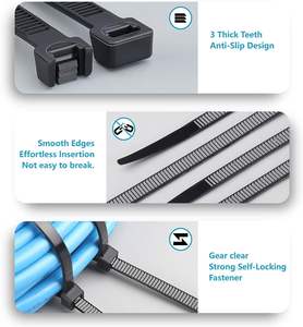 ที่ผูกซิปมีหลากหลายขนาดแพ็ค400สายสีดำสายไฟทนรังสียูวีโดย - Product Image 3