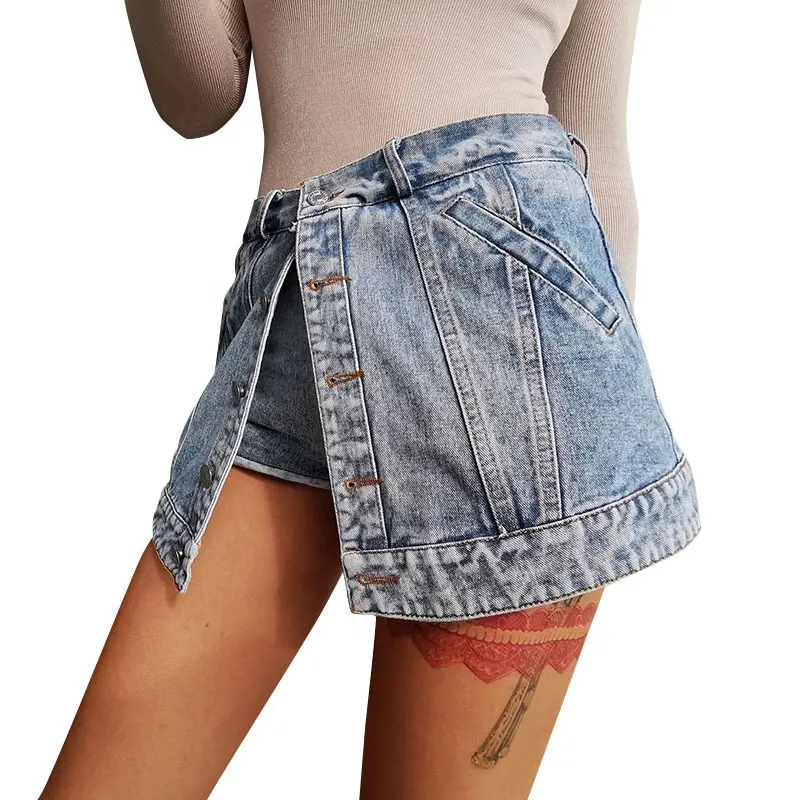 FONMA Women Low Waisted Washed Ripped Hole Short Mini Jeans Denim Pants Shorts 